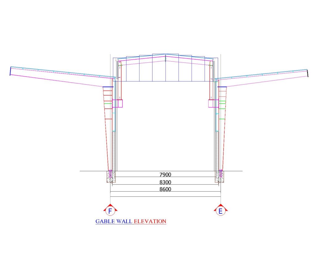 steel structure Gable Wall Elevation
